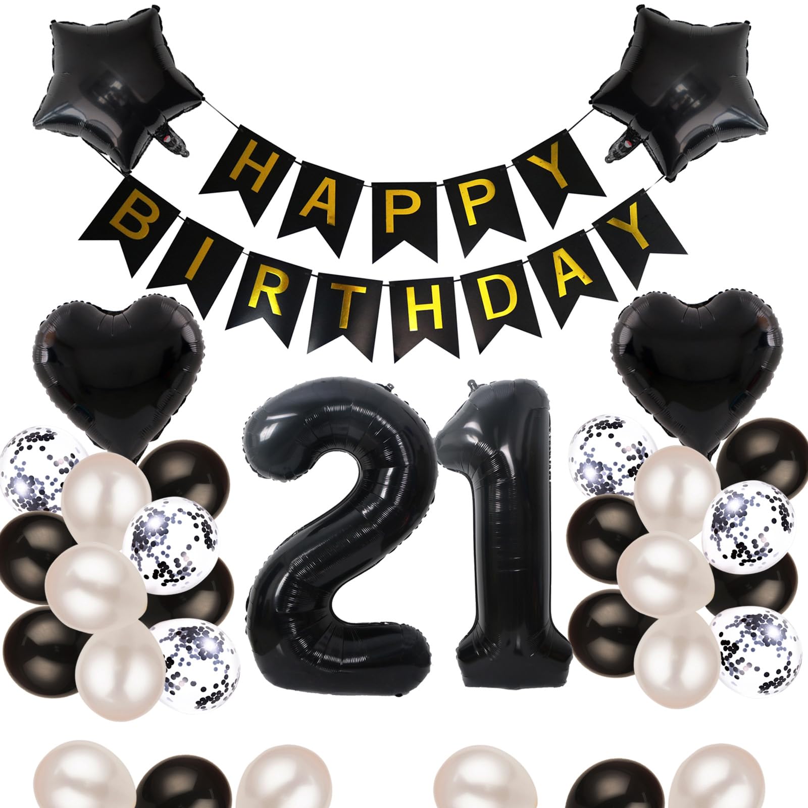 Amazon | 21歳 誕生日 バルーン 風船 飾り付け セット 数字バルーン 21